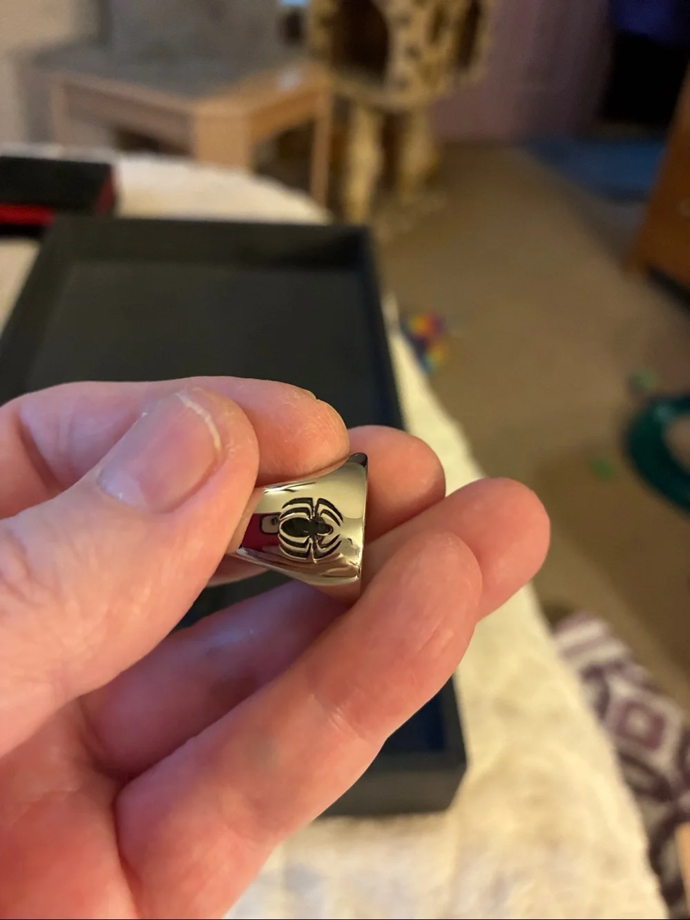 Spider Web Ring Stainless Steel    — Black & Silver Vintage